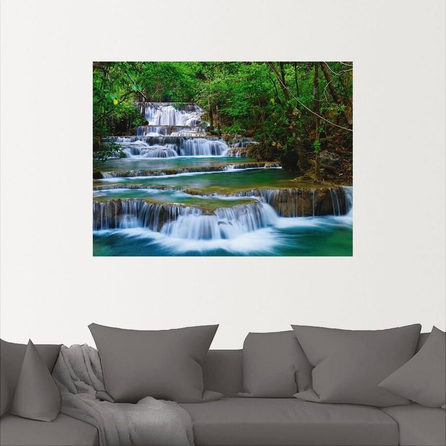 Artland Artprint Diep bos waterval als artprint op linnen poster muursticker in verschillende maten - Foto 2