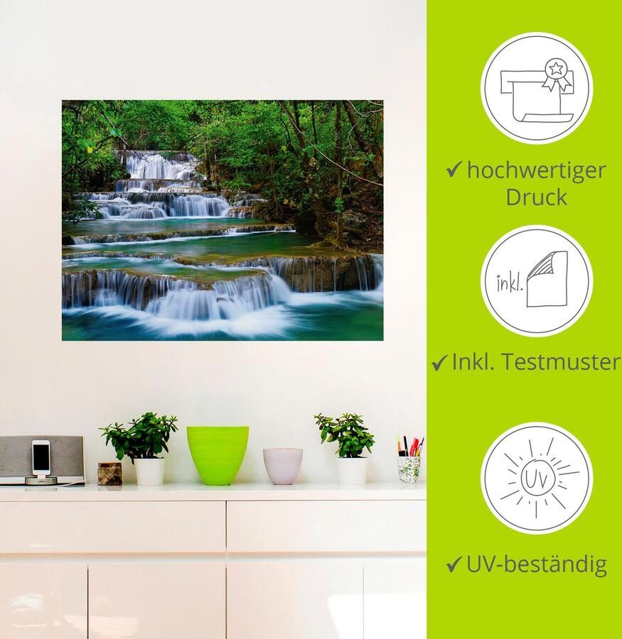 Artland Artprint Diep bos waterval als artprint op linnen poster muursticker in verschillende maten - Foto 3