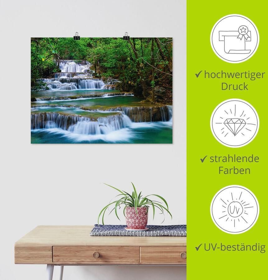 Artland Artprint Diep bos waterval als artprint op linnen poster muursticker in verschillende maten - Foto 2