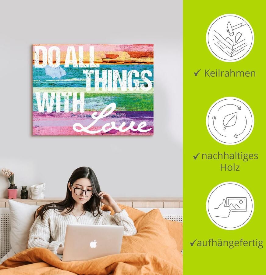 Artland Artprint Doe alles met liefde als artprint van aluminium artprint voor buiten artprint op linnen poster in verschillende maten. maten - Foto 2