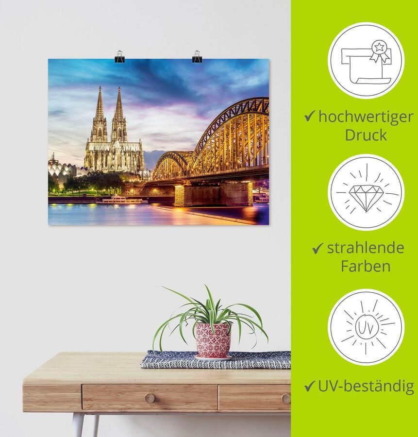 Artland Artprint Domkerk en brug in Keulen als artprint op linnen poster in verschillende formaten maten - Foto 4