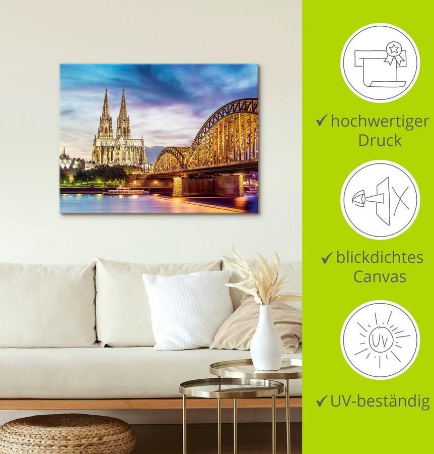 Artland Artprint Domkerk en brug in Keulen als artprint op linnen poster in verschillende formaten maten - Foto 3