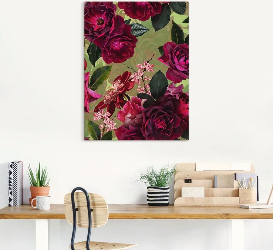 Artland Artprint Donkere rozen op groen als artprint van aluminium artprint voor buiten artprint op linnen poster muursticker - Foto 4
