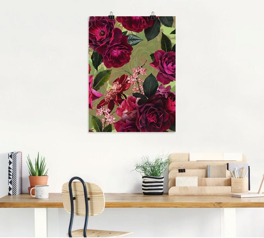 Artland Artprint Donkere rozen op groen als artprint van aluminium artprint voor buiten artprint op linnen poster muursticker - Foto 6