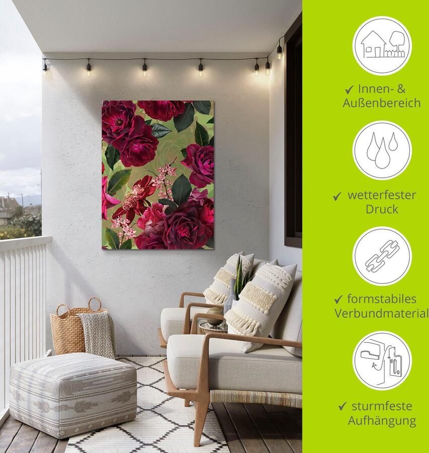 Artland Artprint Donkere rozen op groen als artprint van aluminium artprint voor buiten artprint op linnen poster muursticker - Foto 5