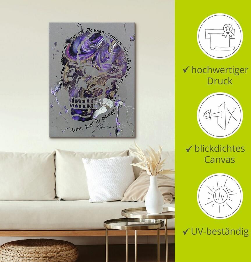 Artland Artprint op linnen Doodskop 3 - Foto 3