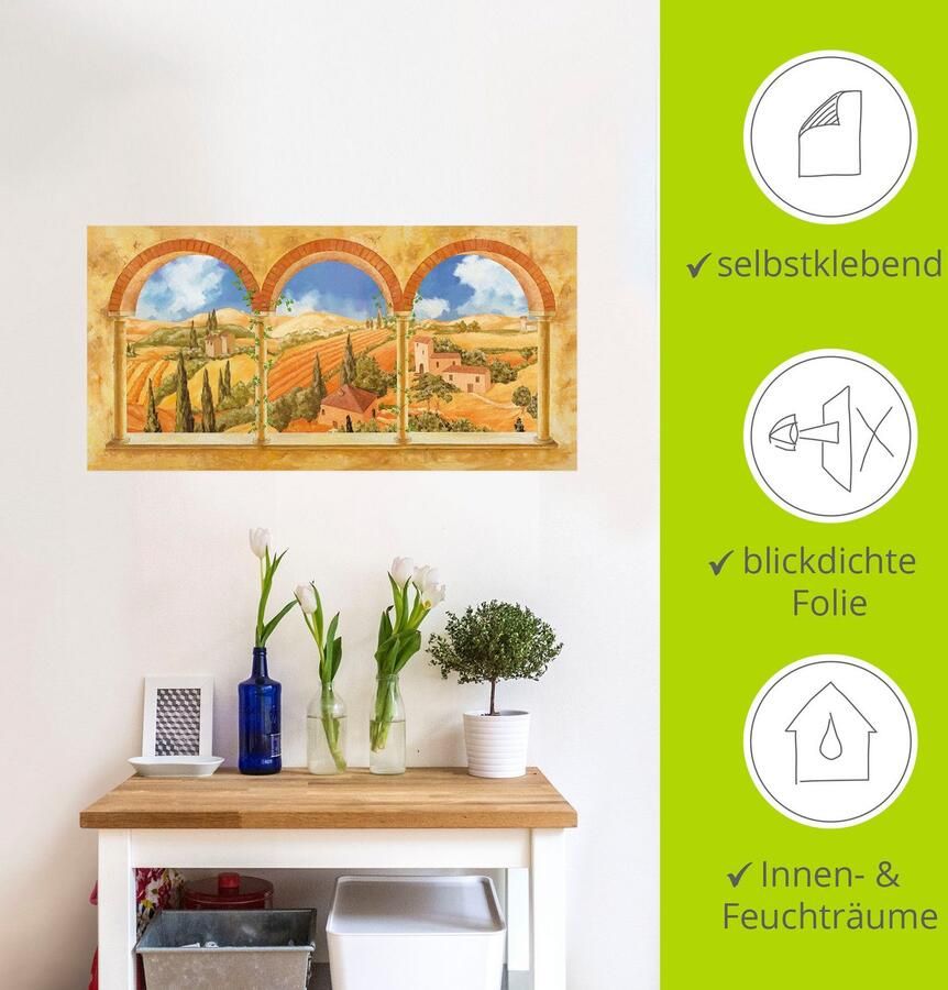 Artland Artprint Drie bogen met blik op Toscane als artprint op linnen muursticker in verschillende maten - Foto 3