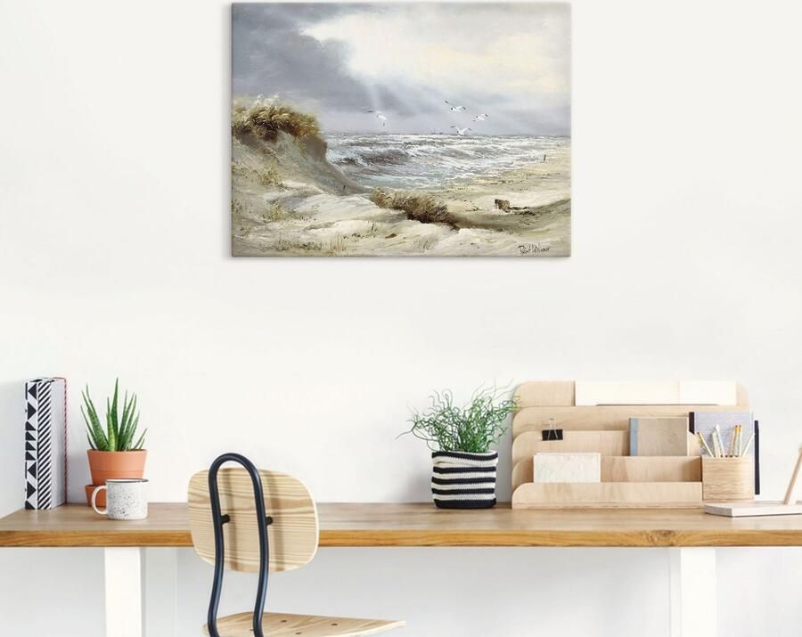 Artland Artprint Duinen aan een stormachtig meer als artprint op linnen poster muursticker in verschillende maten - Foto 5