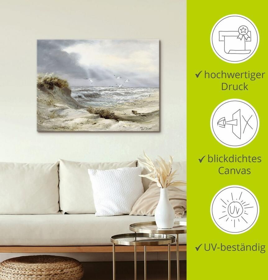 Artland Artprint Duinen aan een stormachtig meer als artprint op linnen poster muursticker in verschillende maten - Foto 3