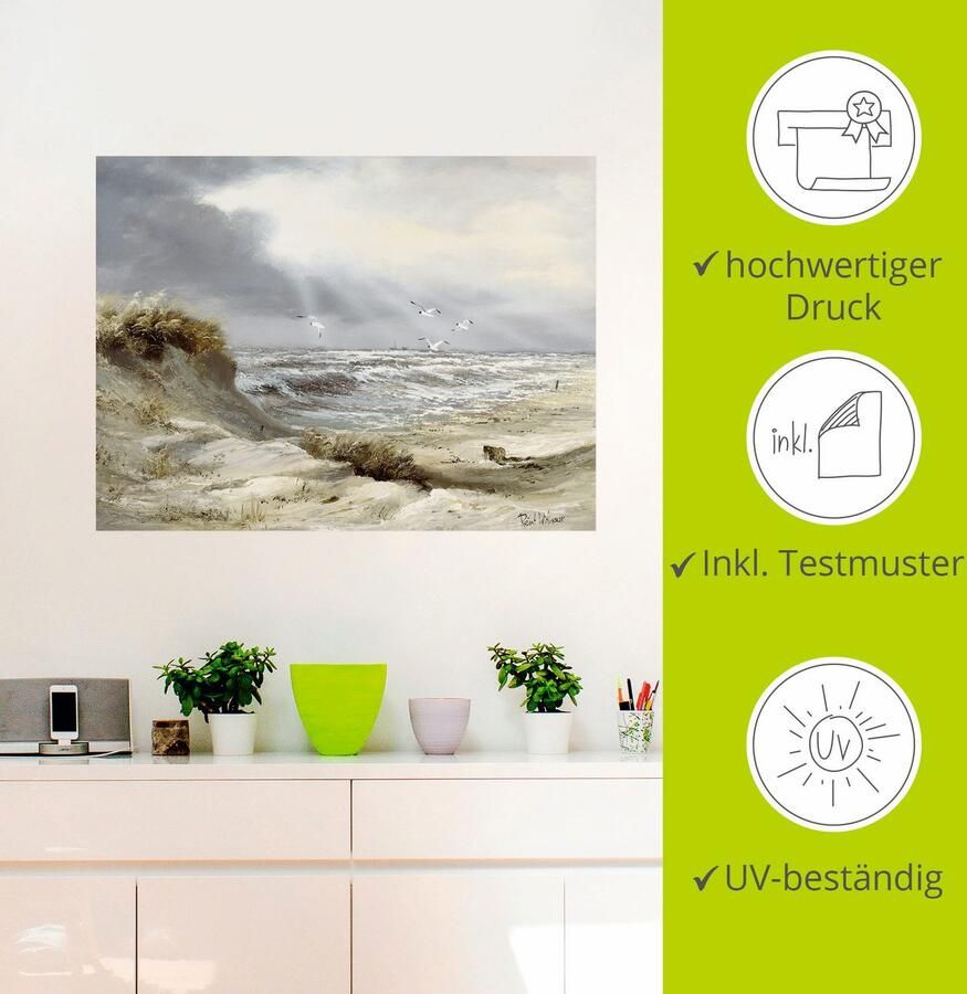 Artland Artprint Duinen aan een stormachtig meer als artprint op linnen poster muursticker in verschillende maten - Foto 2