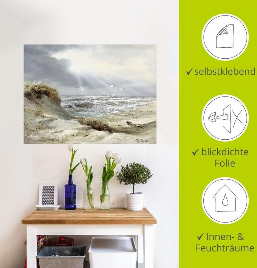 Artland Artprint Duinen aan een stormachtig meer als artprint op linnen poster muursticker in verschillende maten - Foto 3