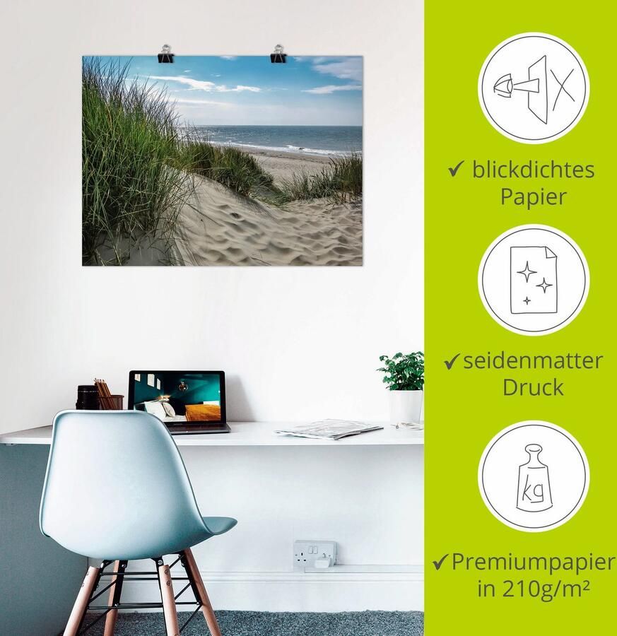 Artland Artprint Duinlandschap in de zomer aan de Noordzee als artprint van aluminium artprint voor buiten artprint op linnen poster muursticker - Foto 2