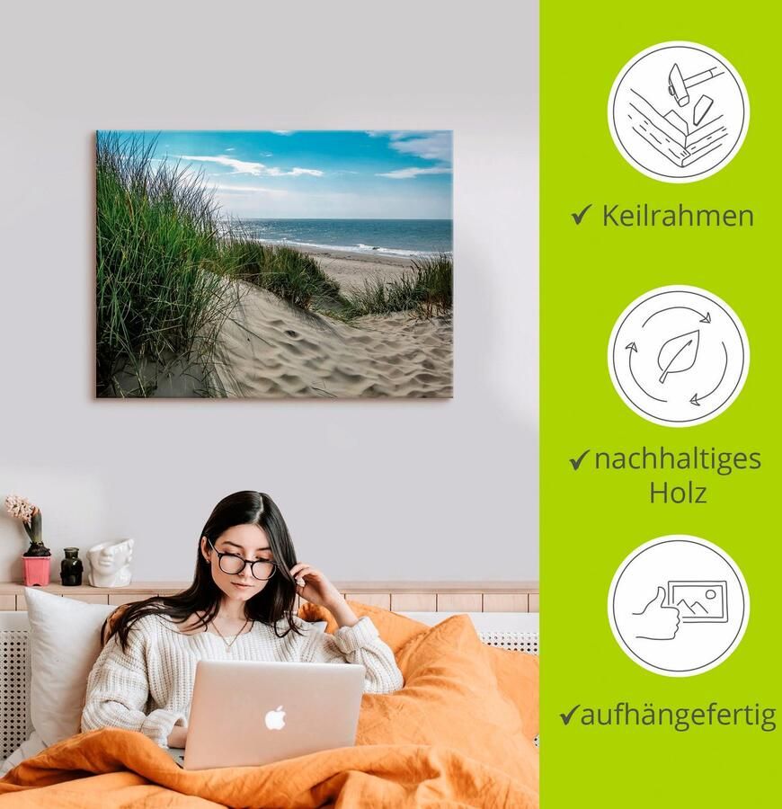 Artland Artprint Duinlandschap in de zomer aan de Noordzee als artprint van aluminium artprint voor buiten artprint op linnen poster muursticker