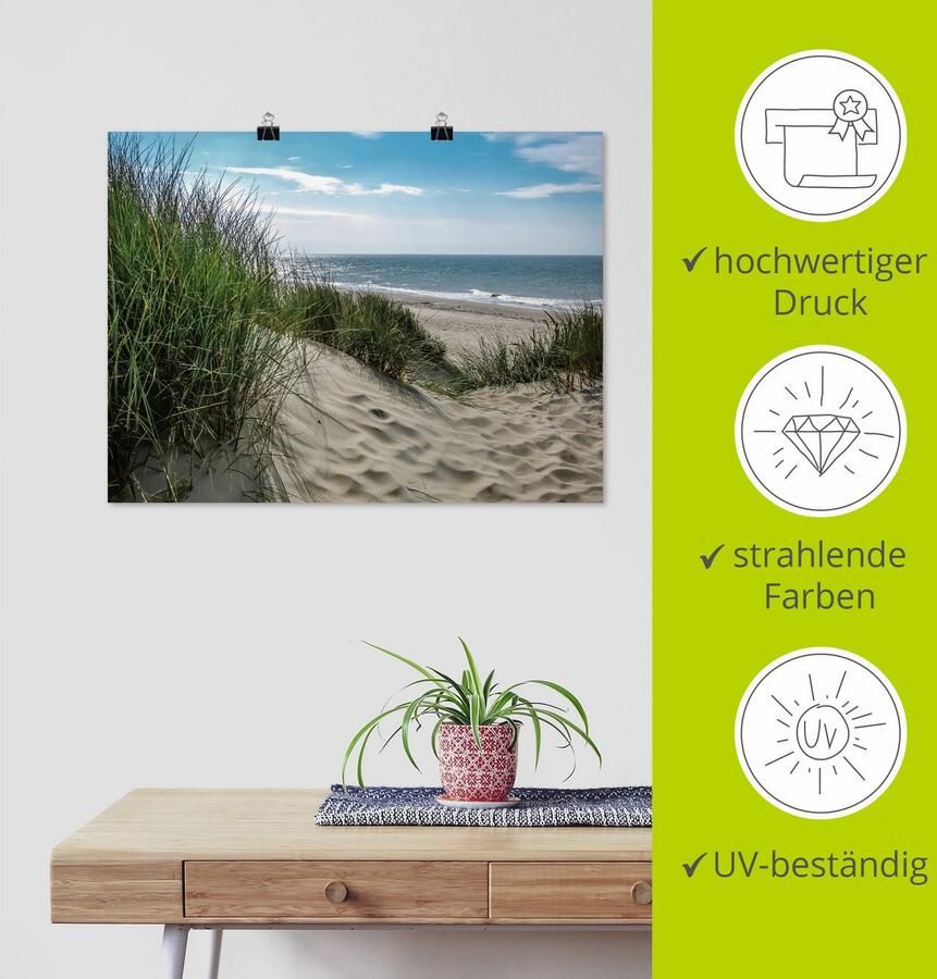 Artland Artprint Duinlandschap in de zomer aan de Noordzee als artprint van aluminium artprint voor buiten artprint op linnen poster muursticker - Foto 3