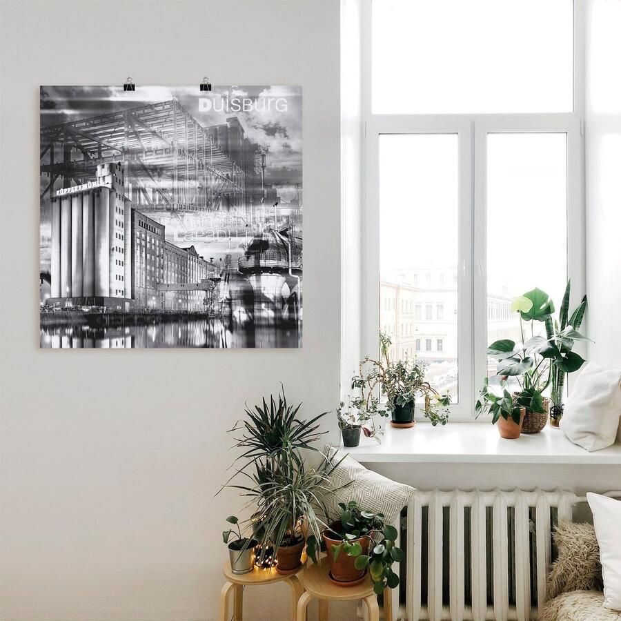 Artland Artprint Duisburg skyline collage III als artprint op linnen poster in verschillende formaten maten