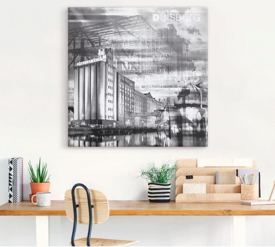 Artland Artprint Duisburg skyline collage III als artprint op linnen poster in verschillende formaten maten - Foto 3