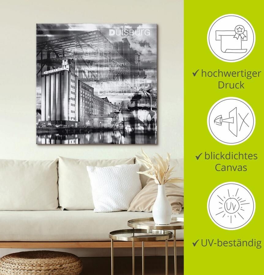 Artland Artprint Duisburg skyline collage III als artprint op linnen poster in verschillende formaten maten - Foto 2