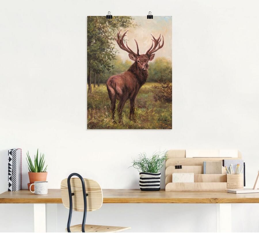 Artland Artprint Edelhert als artprint op linnen poster muursticker in verschillende maten - Foto 5