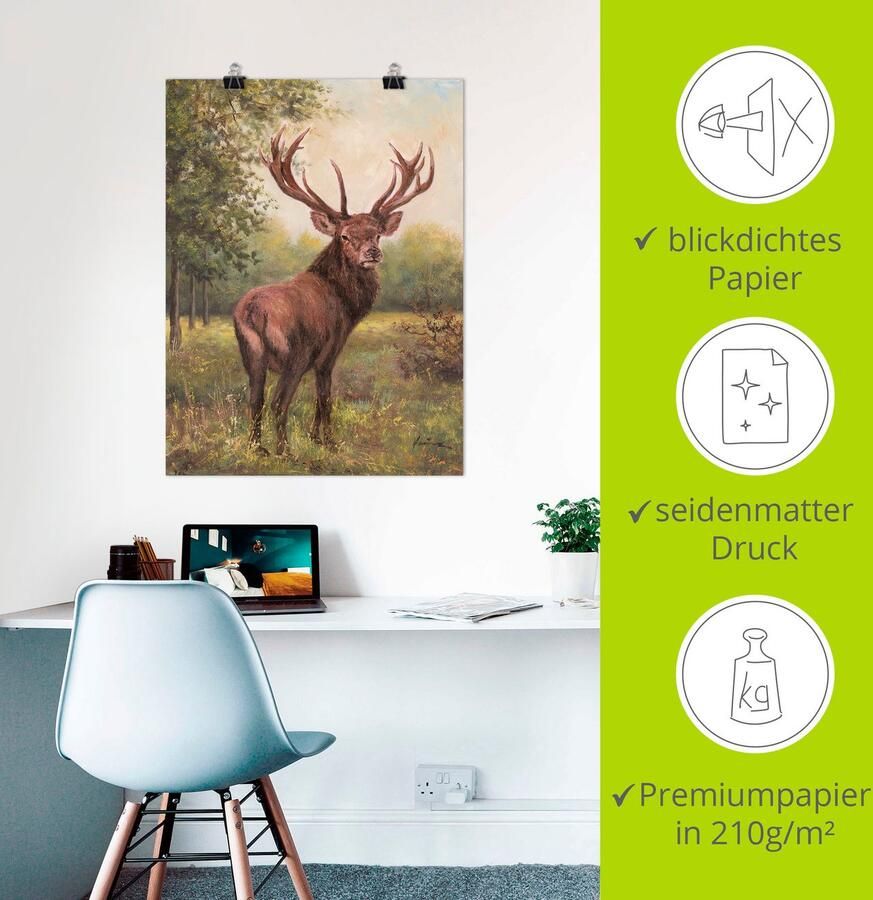 Artland Artprint Edelhert als artprint op linnen poster muursticker in verschillende maten - Foto 3