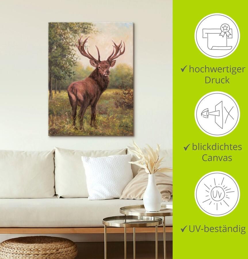 Artland Artprint Edelhert als artprint op linnen poster muursticker in verschillende maten - Foto 3