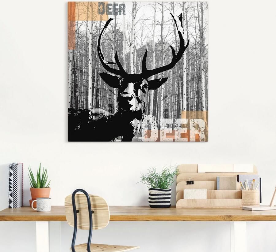 Artland Artprint op linnen Edelhert collage - Foto 5