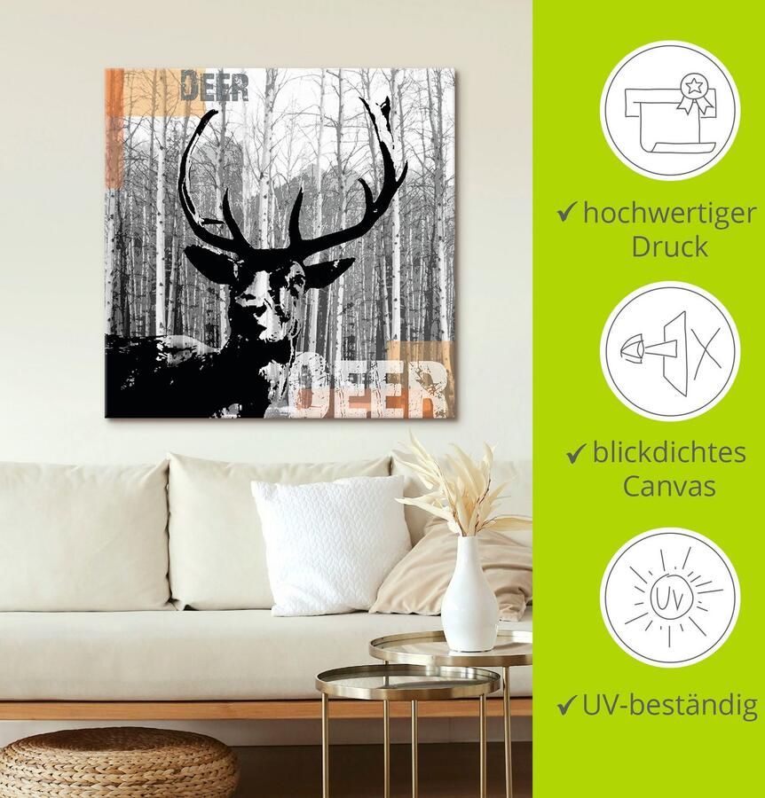 Artland Artprint op linnen Edelhert collage - Foto 4