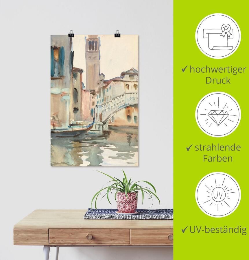 Artland Artprint Een brug en campanile Venetië. als artprint op linnen poster in verschillende formaten maten - Foto 4