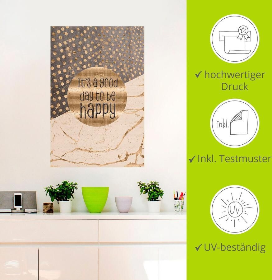 Artland Artprint Een goede dag om gelukkig te zijn als artprint van aluminium artprint voor buiten artprint op linnen poster muursticker - Foto 2