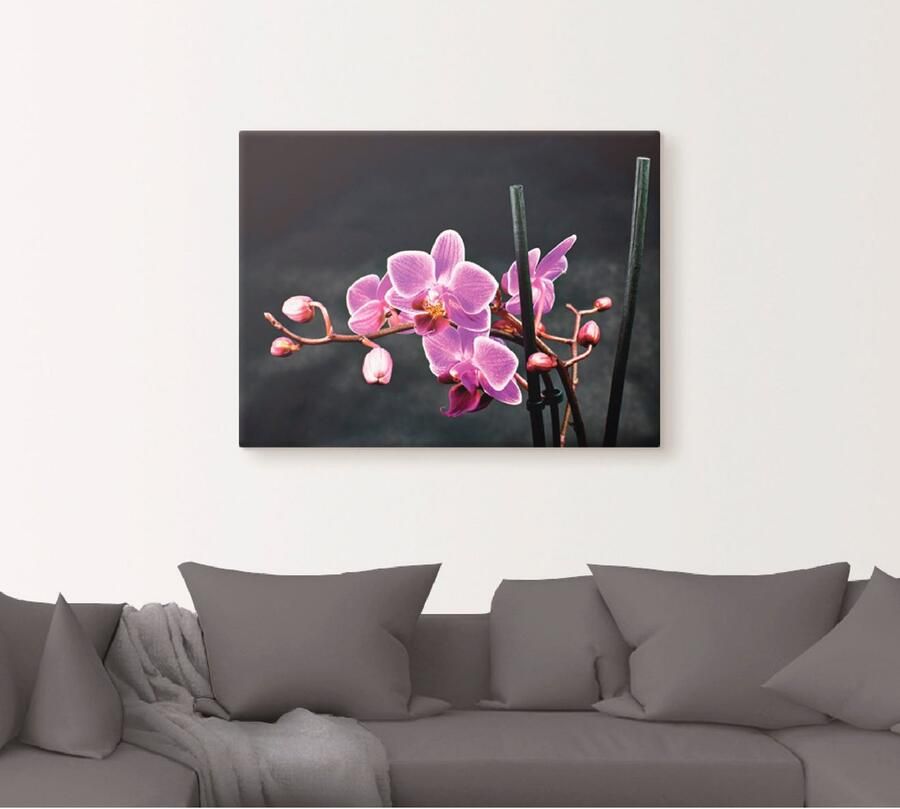 Artland Artprint Een orchidee voor een zwarte achtergrond als artprint op linnen poster muursticker in verschillende maten - Foto 3