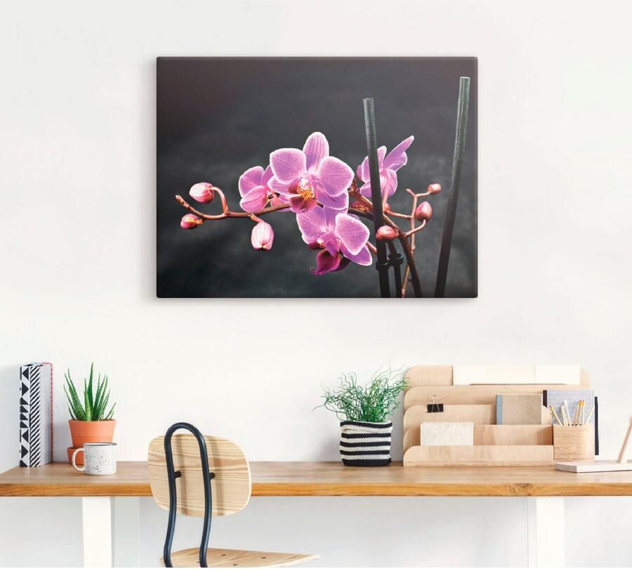 Artland Artprint Een orchidee voor een zwarte achtergrond als artprint op linnen poster muursticker in verschillende maten - Foto 2