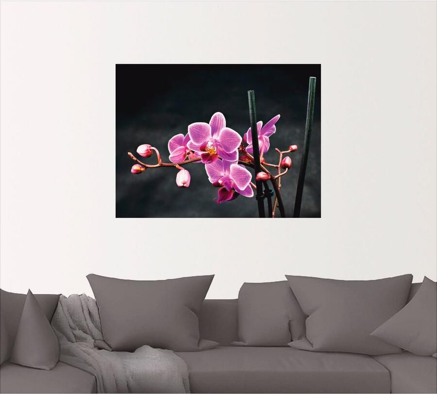 Artland Artprint Een orchidee voor een zwarte achtergrond als artprint op linnen poster muursticker in verschillende maten - Foto 3