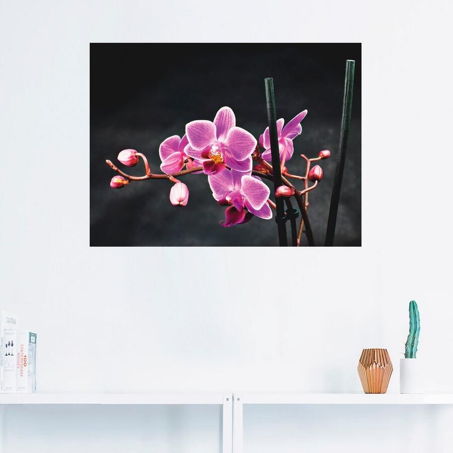 Artland Artprint Een orchidee voor een zwarte achtergrond als artprint op linnen poster muursticker in verschillende maten