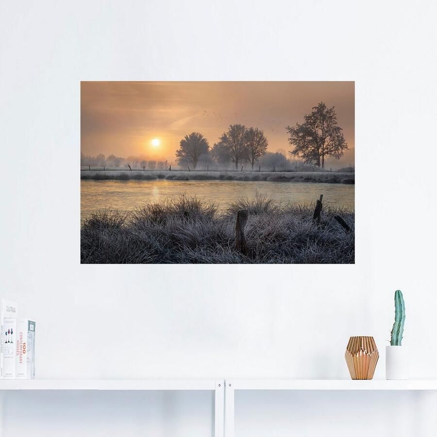 Artland Artprint Een winterdag begint als artprint van aluminium artprint op linnen muursticker verschillende maten