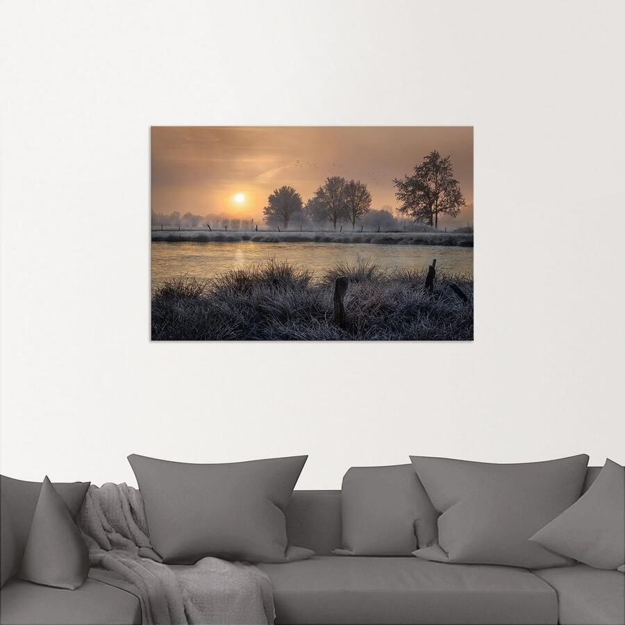 Artland Artprint Een winterdag begint als artprint van aluminium artprint op linnen muursticker verschillende maten