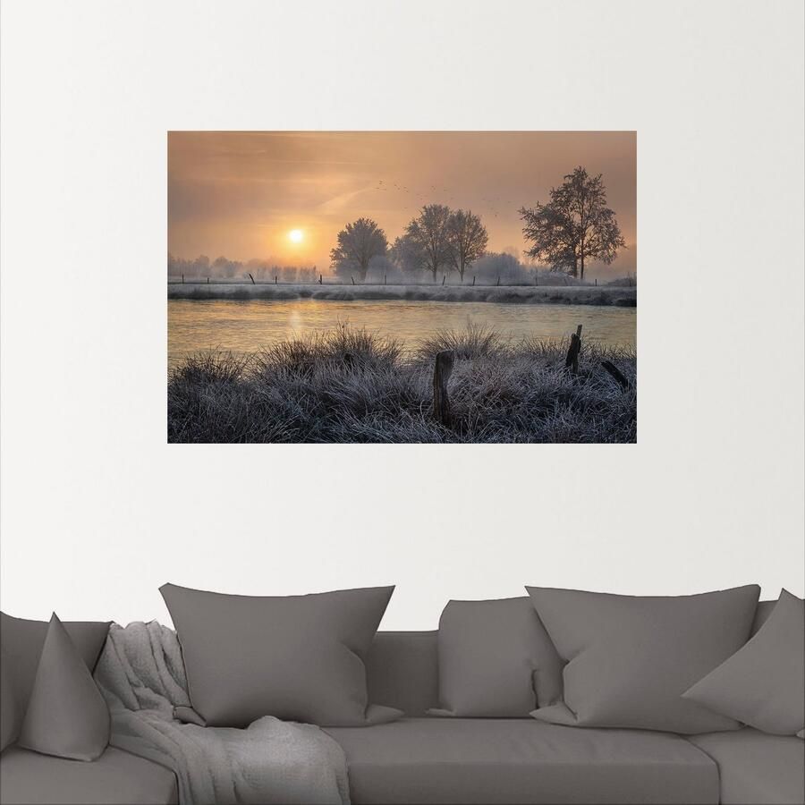 Artland Artprint Een winterdag begint als artprint van aluminium artprint op linnen muursticker verschillende maten - Foto 2