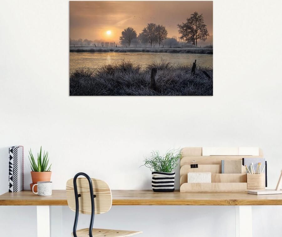 Artland Artprint Een winterdag begint als artprint van aluminium artprint op linnen muursticker verschillende maten - Foto 6