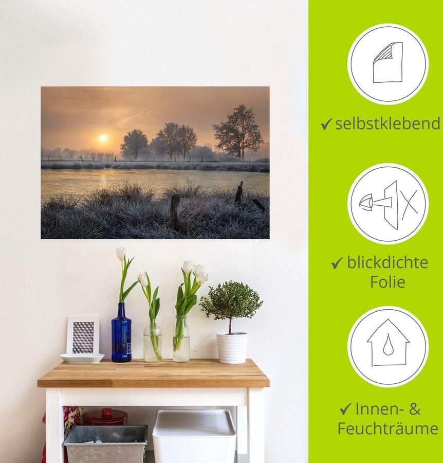 Artland Artprint Een winterdag begint als artprint van aluminium artprint op linnen muursticker verschillende maten - Foto 4