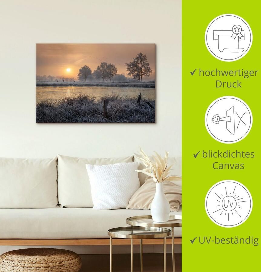 Artland Artprint Een winterdag begint als artprint van aluminium artprint op linnen muursticker verschillende maten - Foto 3