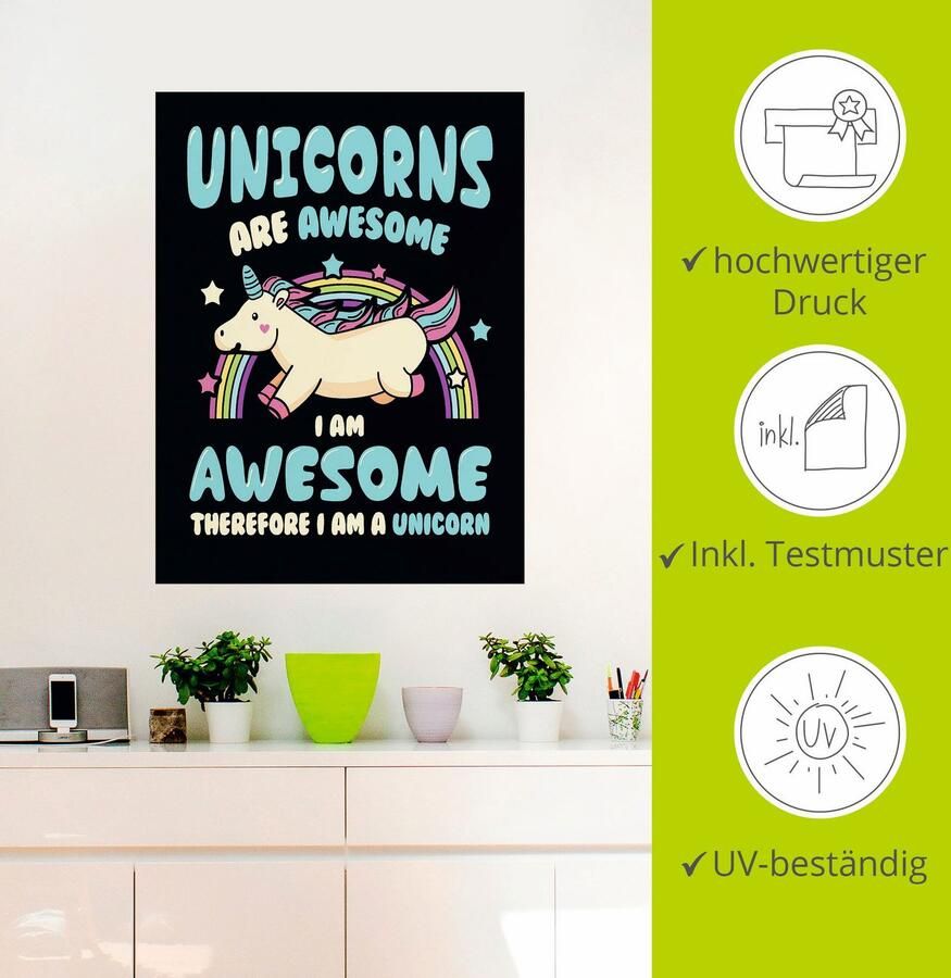 Artland Artprint Eenhoorn quote als poster muursticker in verschillende maten - Foto 2