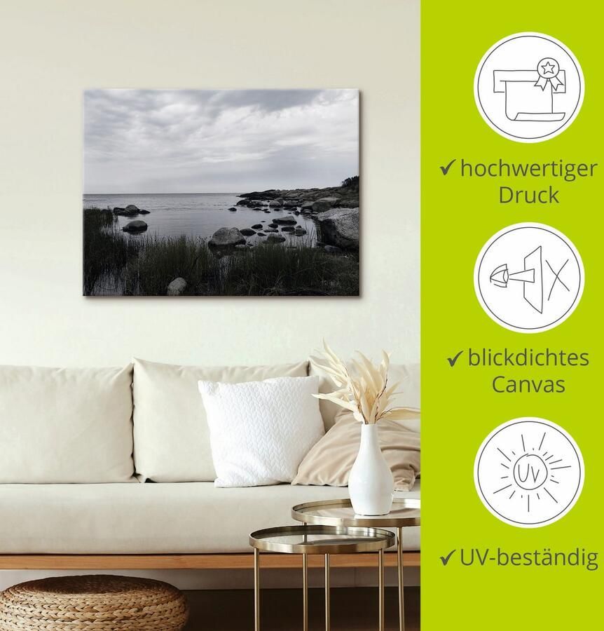 Artland Artprint Eenzame baai aan de zee als artprint op linnen muursticker in verschillende maten - Foto 2