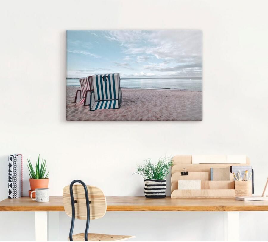 Artland Artprint Eenzame strandstoelen aan het Ostseestrand als artprint op linnen poster in verschillende formaten maten - Foto 5