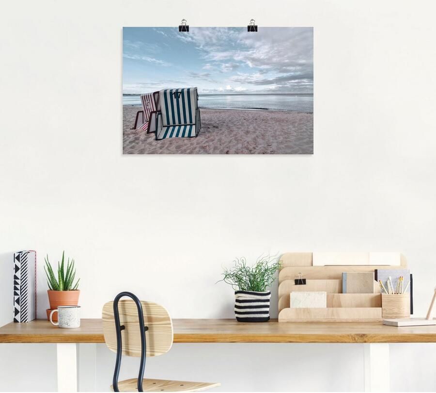 Artland Artprint Eenzame strandstoelen aan het Ostseestrand als artprint op linnen poster in verschillende formaten maten - Foto 4
