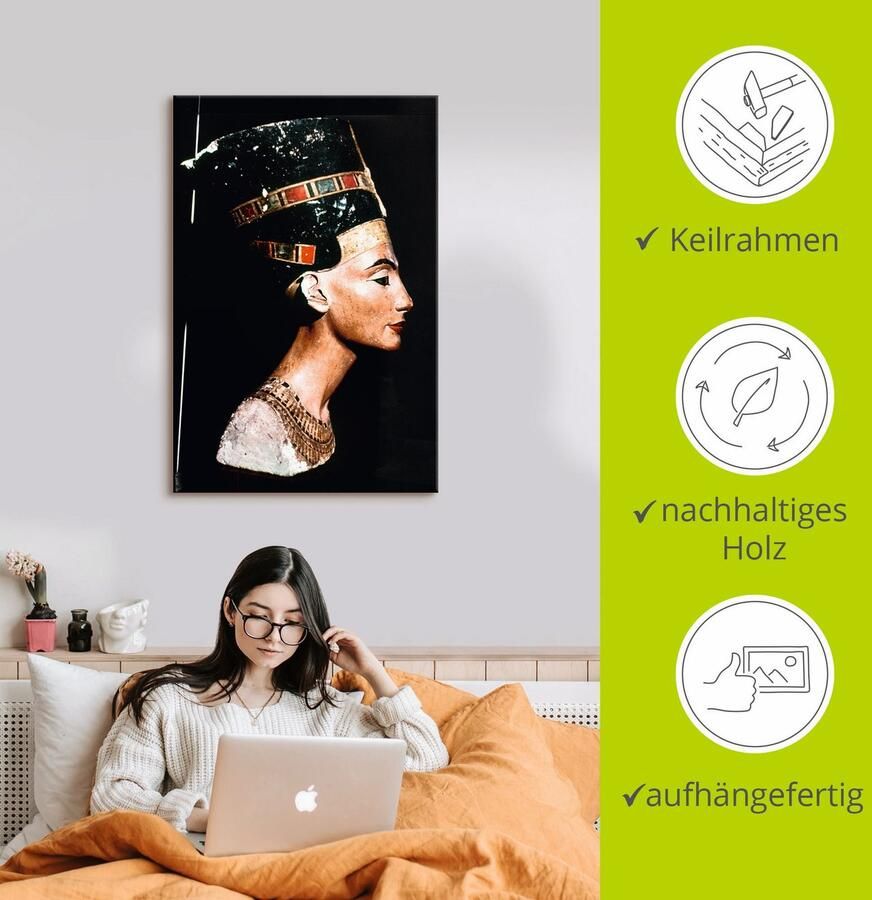 Artland Artprint Egyptische koningin Nofretete als artprint van aluminium artprint voor buiten artprint op linnen poster in verschillende maten. maten - Foto 2