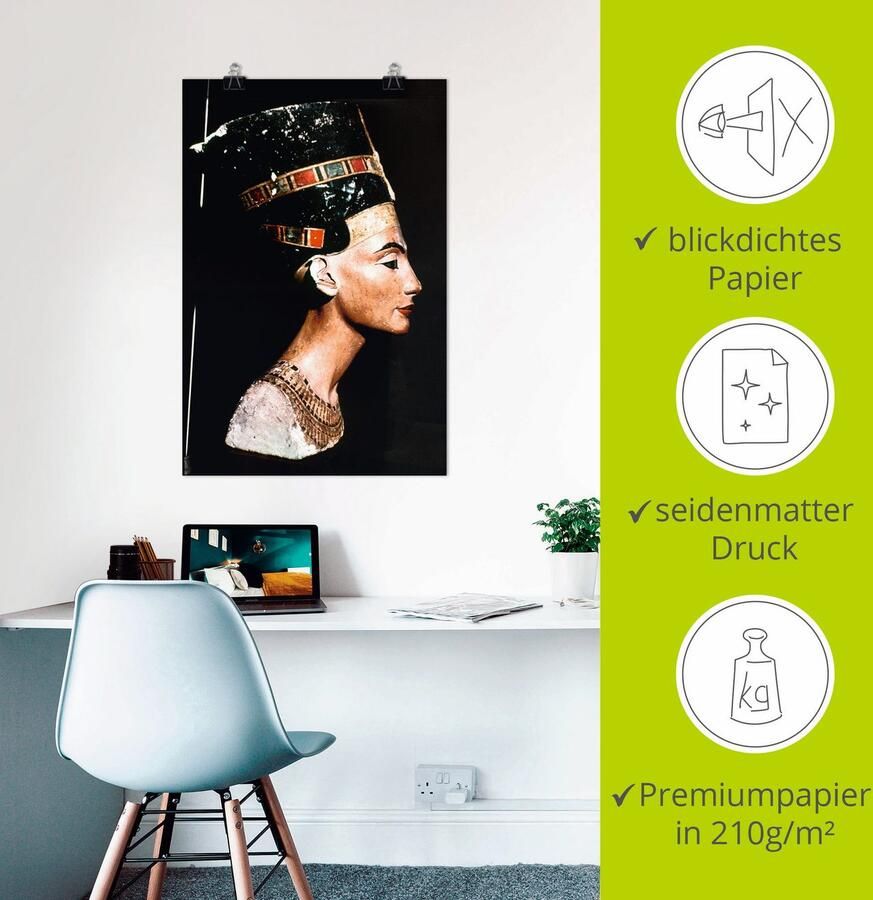 Artland Artprint Egyptische koningin Nofretete als artprint van aluminium artprint voor buiten artprint op linnen poster in verschillende maten. maten - Foto 3