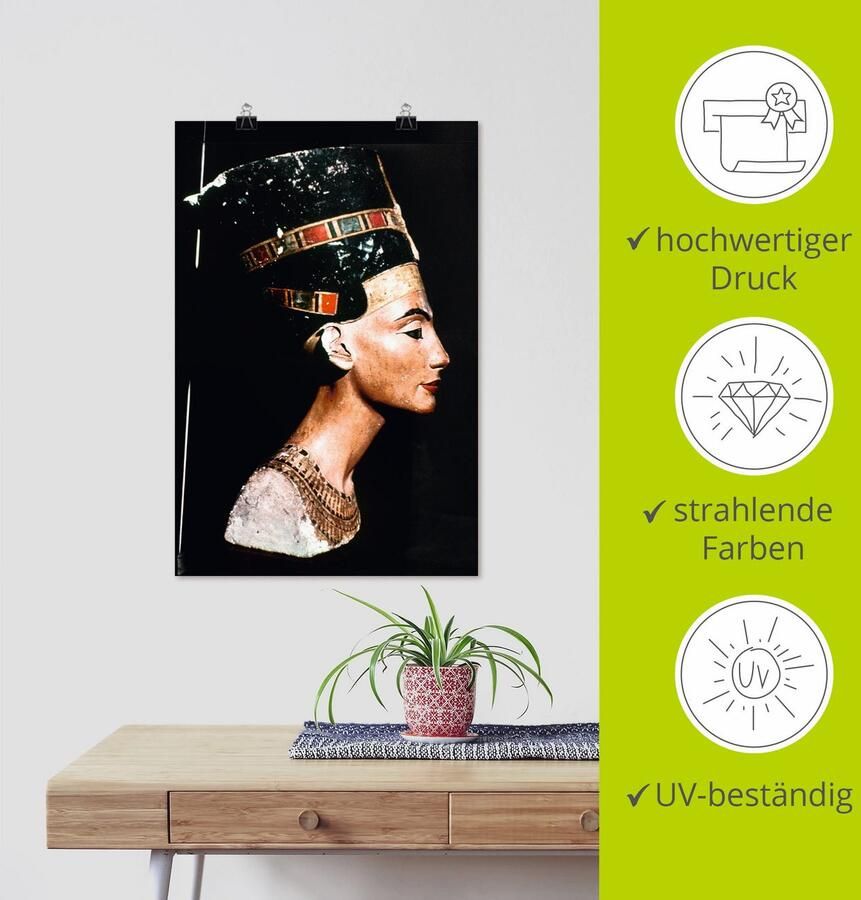Artland Artprint Egyptische koningin Nofretete als artprint van aluminium artprint voor buiten artprint op linnen poster in verschillende maten. maten - Foto 4