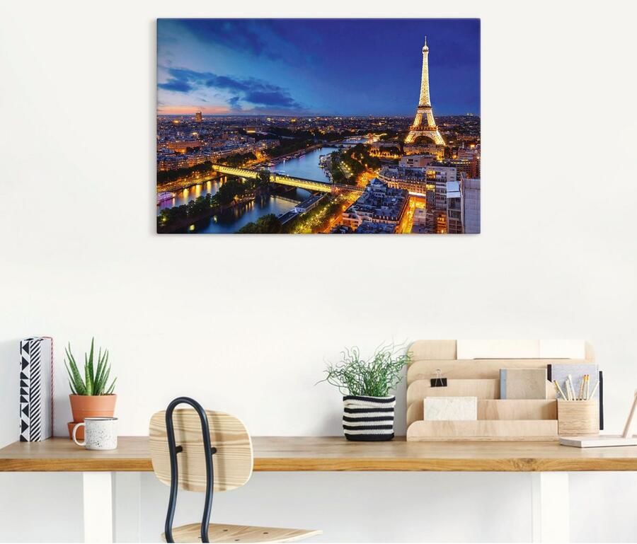 Artland Artprint Eiffeltoren en Seine s avonds Parijs als artprint van aluminium artprint voor buiten artprint op linnen poster muursticker - Foto 5
