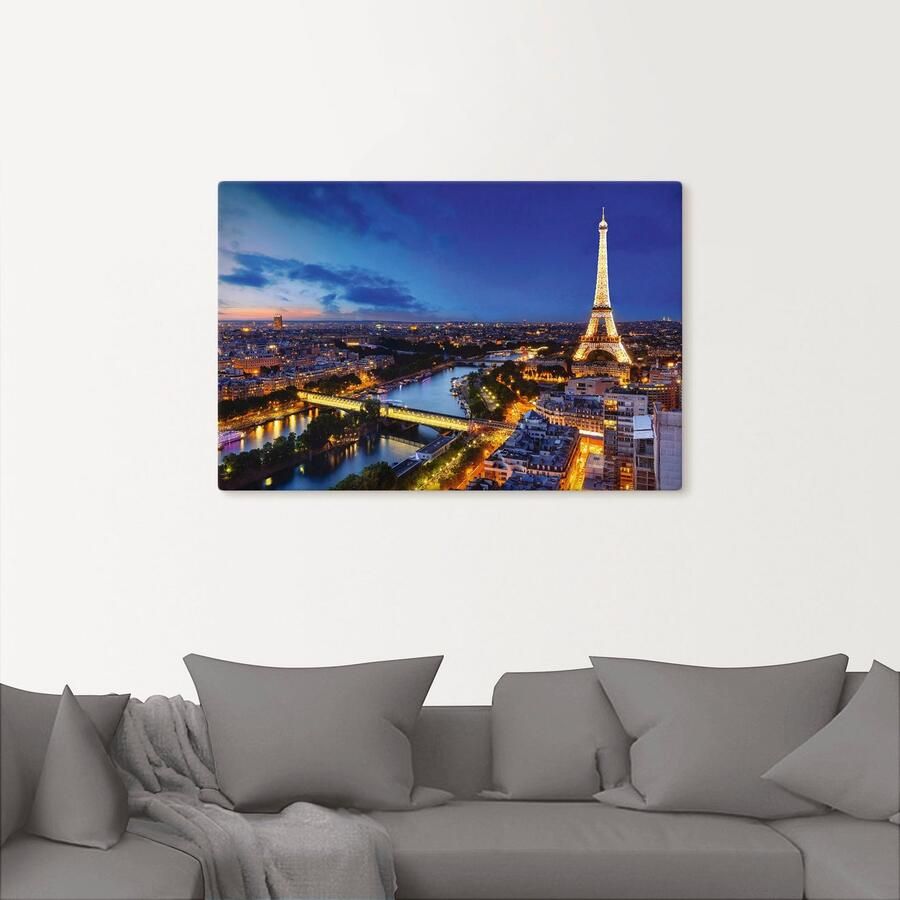 Artland Artprint Eiffeltoren en Seine s avonds Parijs als artprint van aluminium artprint voor buiten artprint op linnen poster muursticker - Foto 2