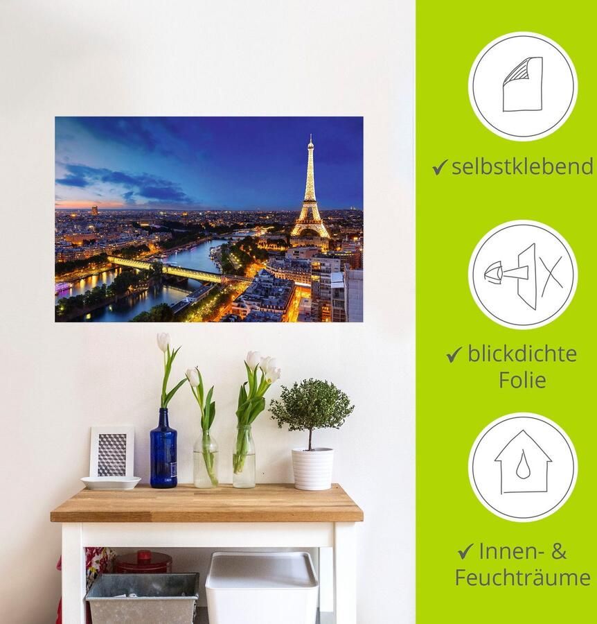 Artland Artprint Eiffeltoren en Seine s avonds Parijs als artprint van aluminium artprint voor buiten artprint op linnen poster muursticker - Foto 4