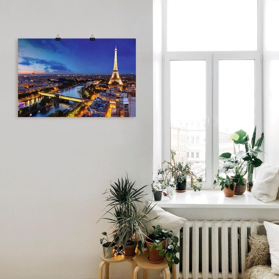 Artland Artprint Eiffeltoren en Seine s avonds Parijs als artprint van aluminium artprint voor buiten artprint op linnen poster muursticker - Foto 2