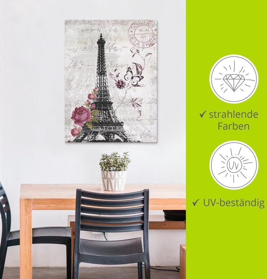 Artland Artprint Eiffeltoren grafiek als artprint van aluminium artprint voor buiten artprint op linnen poster muursticker - Foto 4